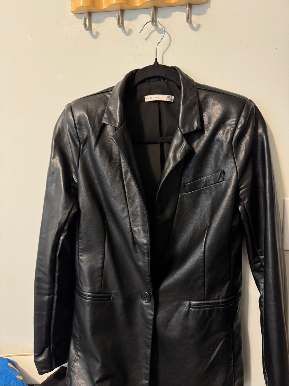 Black Tape - Black Faux Leather Blazer